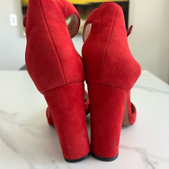 Derek Lam Red Suede Wedge Heels Sz 8 - Picture 5 of 13